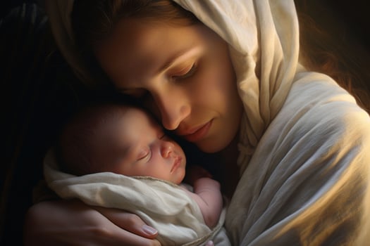 Mother with her newborn baby, Motherhood concept. Ai generated pro photo