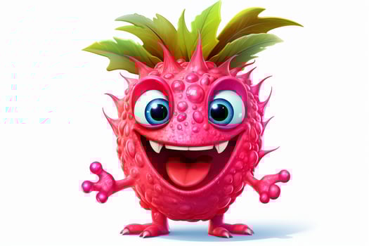 Cartoon character of dragon fruit with funny expression. Ai generated pro photo