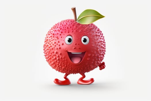 Funny lychee fruit character on white background. Ai generated pro photo