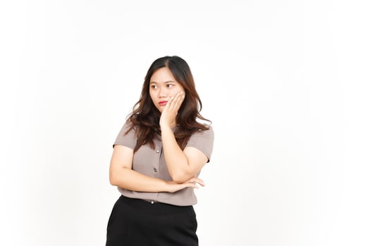 Boring Gesture Of Beautiful Asian Woman Isolated On White Background photo