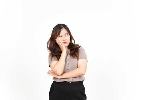 Boring Gesture Of Beautiful Asian Woman Isolated On White Background photo