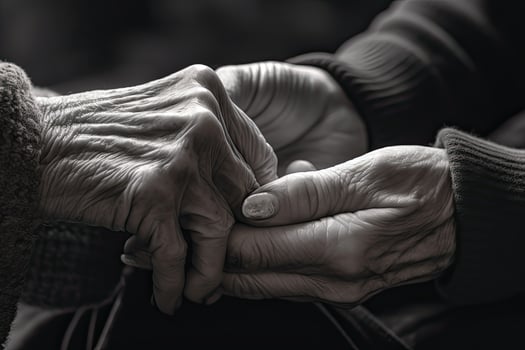 an old couple holding the hands AI Generative photo