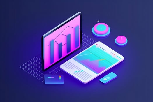 an illustration of a tablet and a smartphone with graphs. Generative AI photo