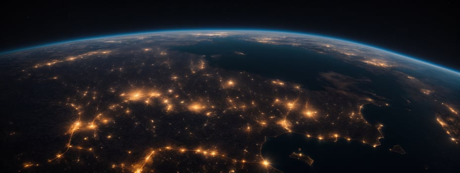 Communication technology for internet business. Global world network and telecommunication on earth cryptocurrency and blockchain and IoT. Elements of this image furnished by NASA. AI generated photo