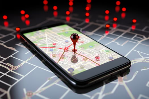 Digital guidance. Map with red pointers outlines route on smartphone AI Generated photo