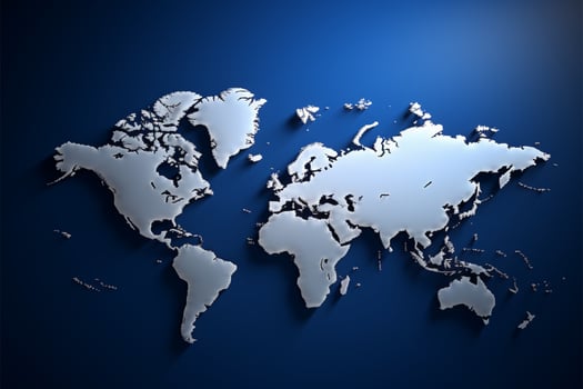 Global canvas. Blue world map perfect for banners, dynamic presentations AI Generated photo