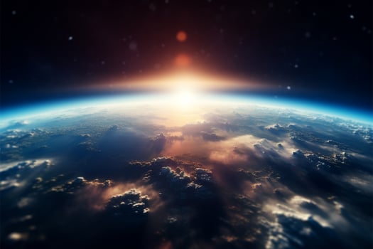 Spacebound glimpse. Earths perspective blurred in cosmic background view AI Generated photo