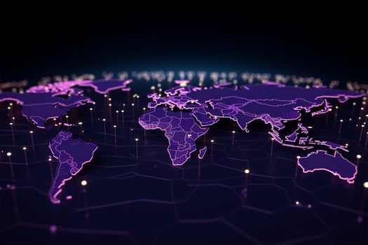 Tech infused. 3D world map background enhances modern themes dynamically AI Generated photo