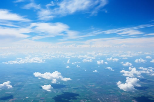 Tranquil backdrop. Textured clouds in blue sky create serene atmosphere AI Generated photo