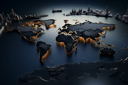 Visual geography. Extruded 3D map showcases dynamic world view impressively AI Generated photo