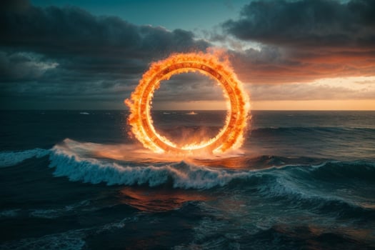 Ring of fire. AI generated photo
