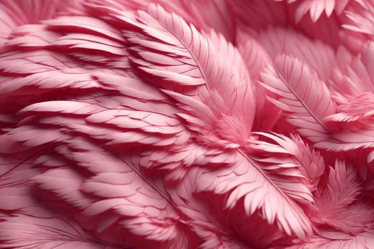 Soft pink feathers texture background. Swan Feather. AI generated photo