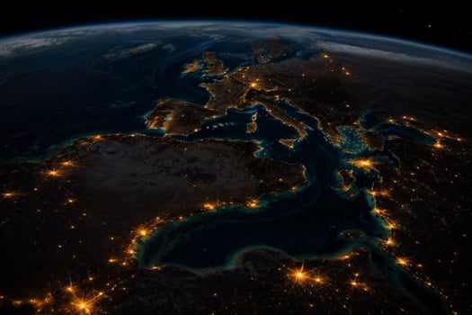 Planet Earth in outer space. Civilization. Elements of this image furnished by NASA. AI generated photo