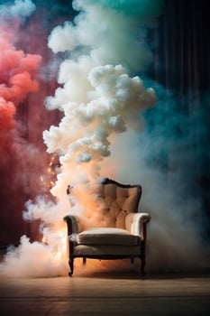 Stage white smoke spotlight background.. AI generated photo