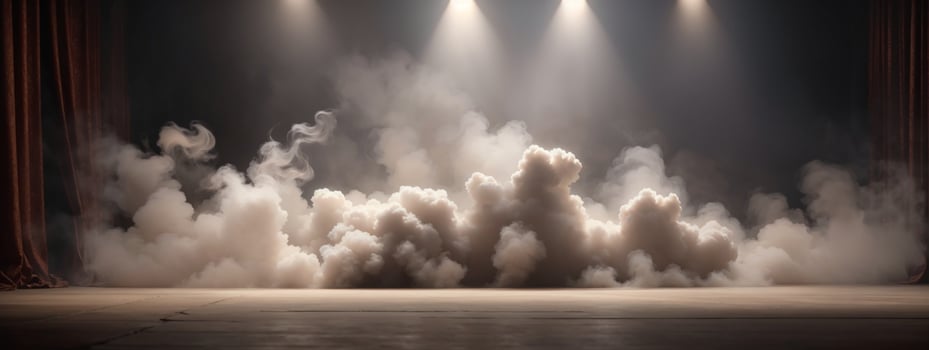 Stage white smoke spotlight background.. AI generated photo