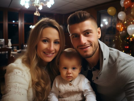 The family enjoys celebrating Christmas Eve together AI Generative photo