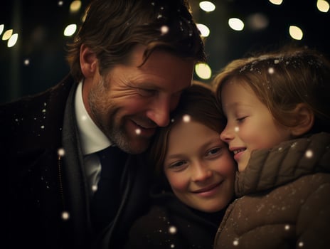 The family enjoys celebrating Christmas Eve together AI Generative photo