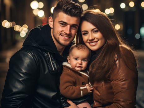 The family enjoys celebrating Christmas Eve together AI Generative photo