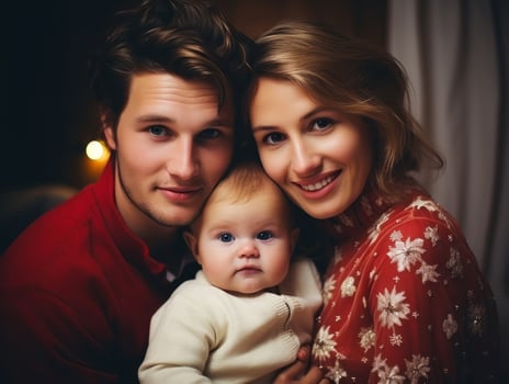 The family enjoys celebrating Christmas Eve together AI Generative photo