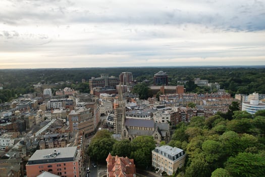 Ariel Footage of Attractive Tourist Destination at Bournemouth City Sandy Beach and Ocean of England Great Britain, Aerial Footage Captured with Drone's Camera on August 23rd, 2023 During sunny Day. photo