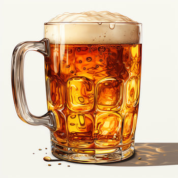 A glass of cold fresh beer with cap of foam. Splash of foam with tasty american beer. Beer day concept by AI Generated photo