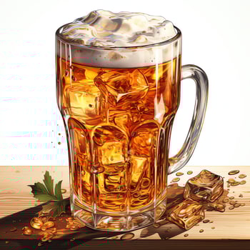 A glass of cold fresh beer with cap of foam. Splash of foam with tasty american beer. Beer day concept by AI Generated photo