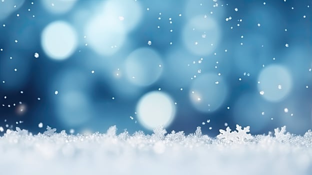 Winter background with snowflakes and bokeh effect. Christmas background. Generative AI photo