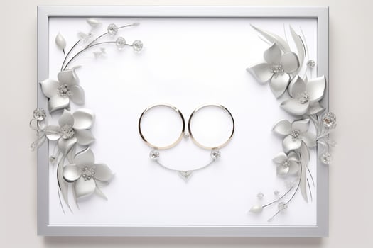 AI Generated metallic wedding frame on white photo