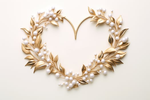 AI Generated golden heart on white photo