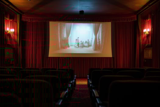 Empty movie theater and screen photo