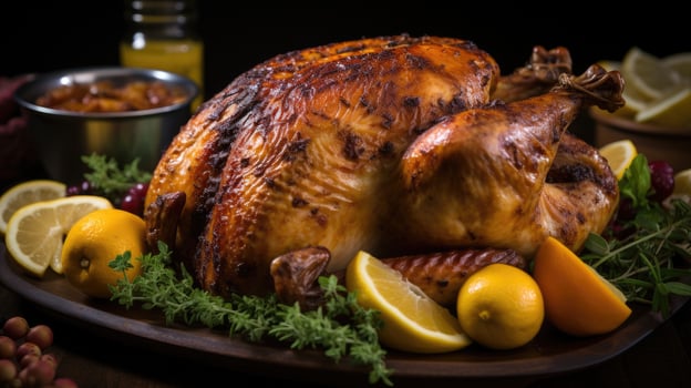 Roasted turkey with gravy AI Generated photo