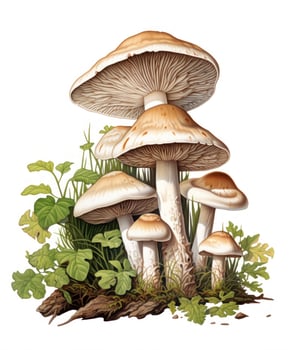 Illustrated mushrooms isolated photo