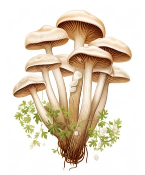 Illustrated mushrooms isolated photo