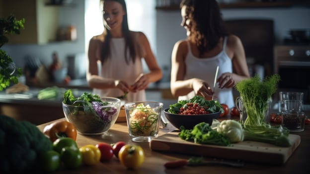 Woman cooks on the kitchen photo