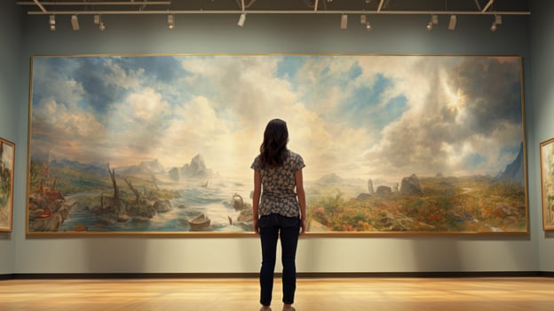 Woman at the art gallery photo