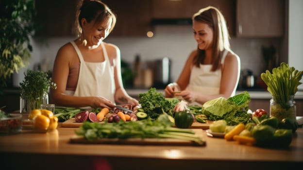 Woman cooks on the kitchen photo