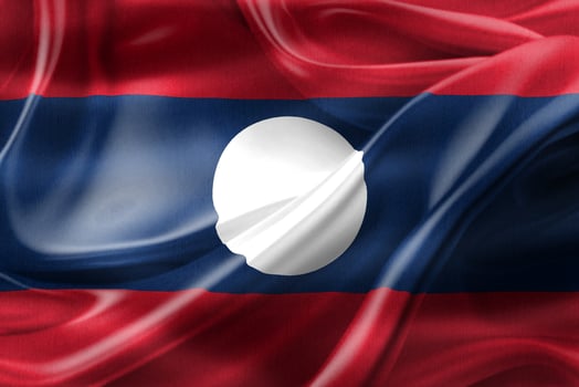 3D-Illustration of a Laos flag - realistic waving fabric flag photo