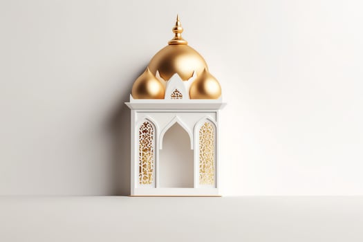 Eid mubarak and ramadan kareem greetings with islamic lantern and mosque. Eid al fitr background. Eid al fitr background of window concept by AI Generated photo
