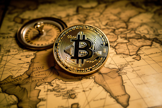 Golden bitcoin digital cryptocurrency futuristic money. Technology business internet trading concept by AI Generated photo