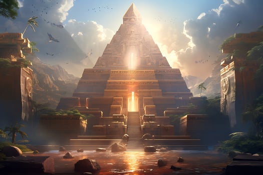 AI Generative Images of ancient temples with a futuristic twist photo