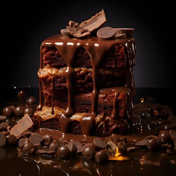 Photo Chocolate Brownies on black background