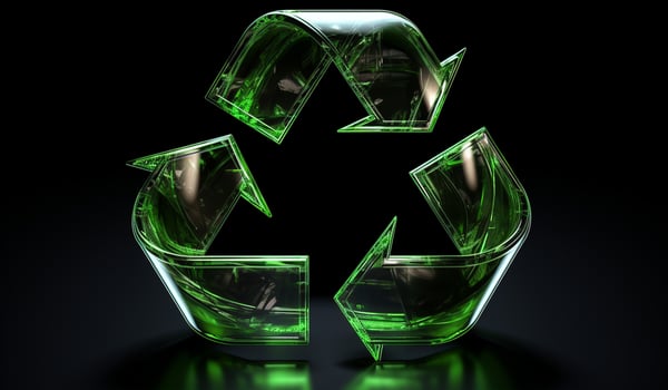 Bright recycling symbol in ecology concept. AI Generative photo