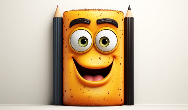 Funny cartoon with smiling face. AI generated photo