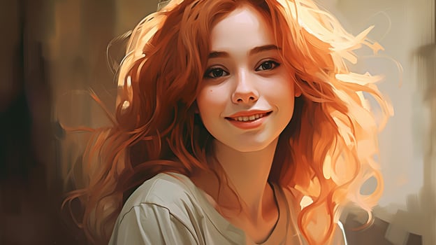 A painting of a woman with red hair photo