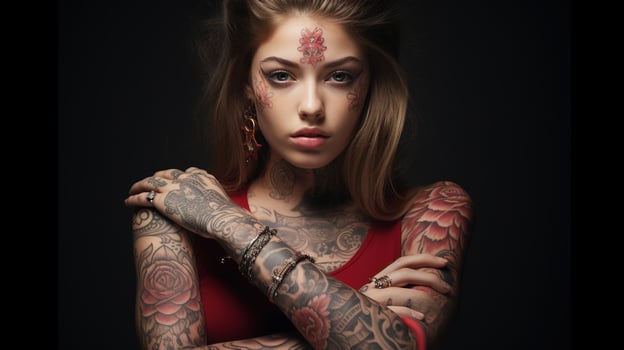 A woman with tattoos on her arms photo