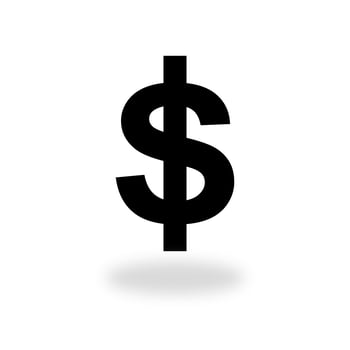 Dollar sign vector on white background. photo