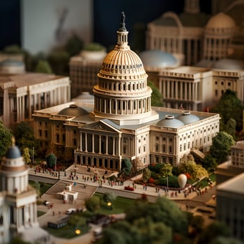 miniature toy city and life and activities such as cars, people, generative ai photo