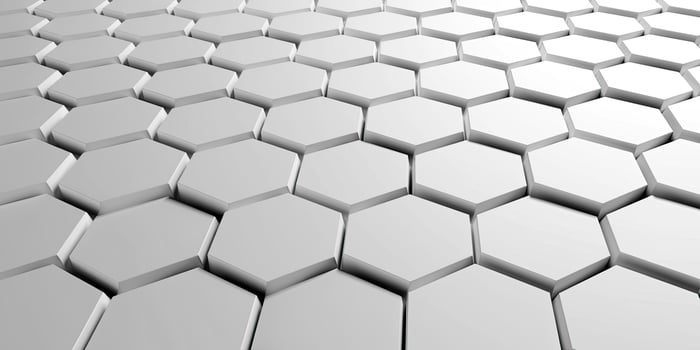Geometry hexagon background. Futuristic white wall. Abstract background. Generative Ai photo