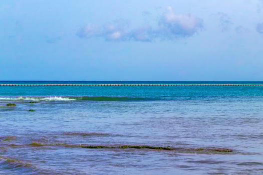 Tropical mexican beach clear turquoise water Playa del Carmen Mexico. photo