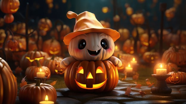 Cute halloween 3d character background photo illustration